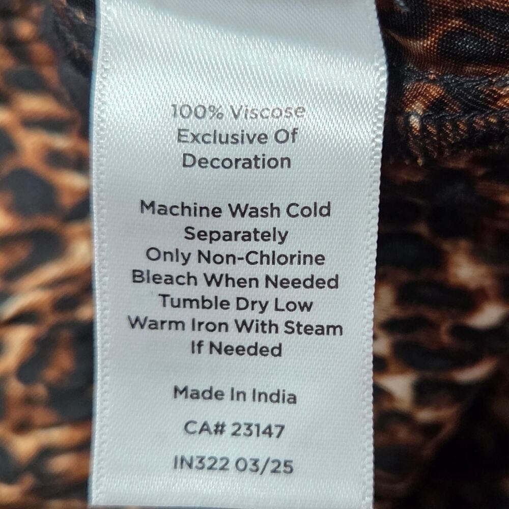 Talbots Wide Leg Pull On Pants Delicate Leopard Print Size Large - Picture 11 of 12